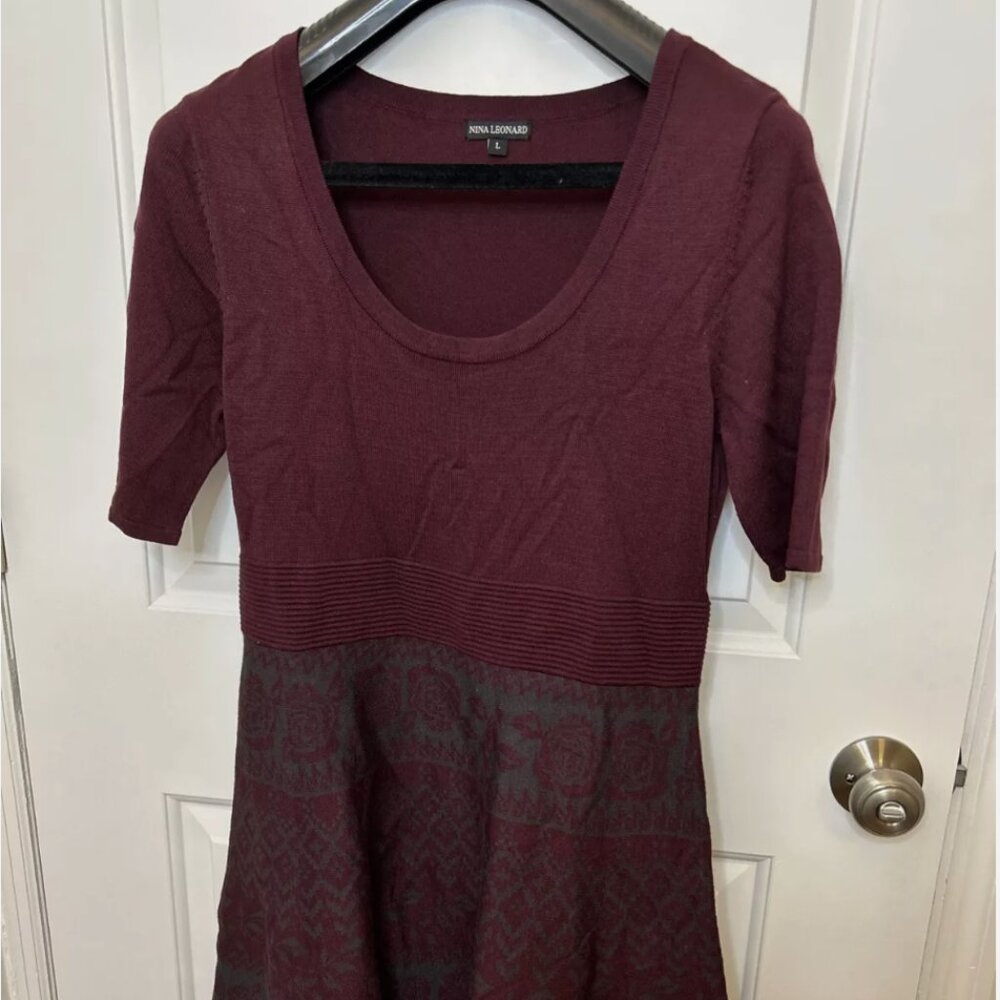 Nina Leonard Multi Color Sweater Dress- Size Large